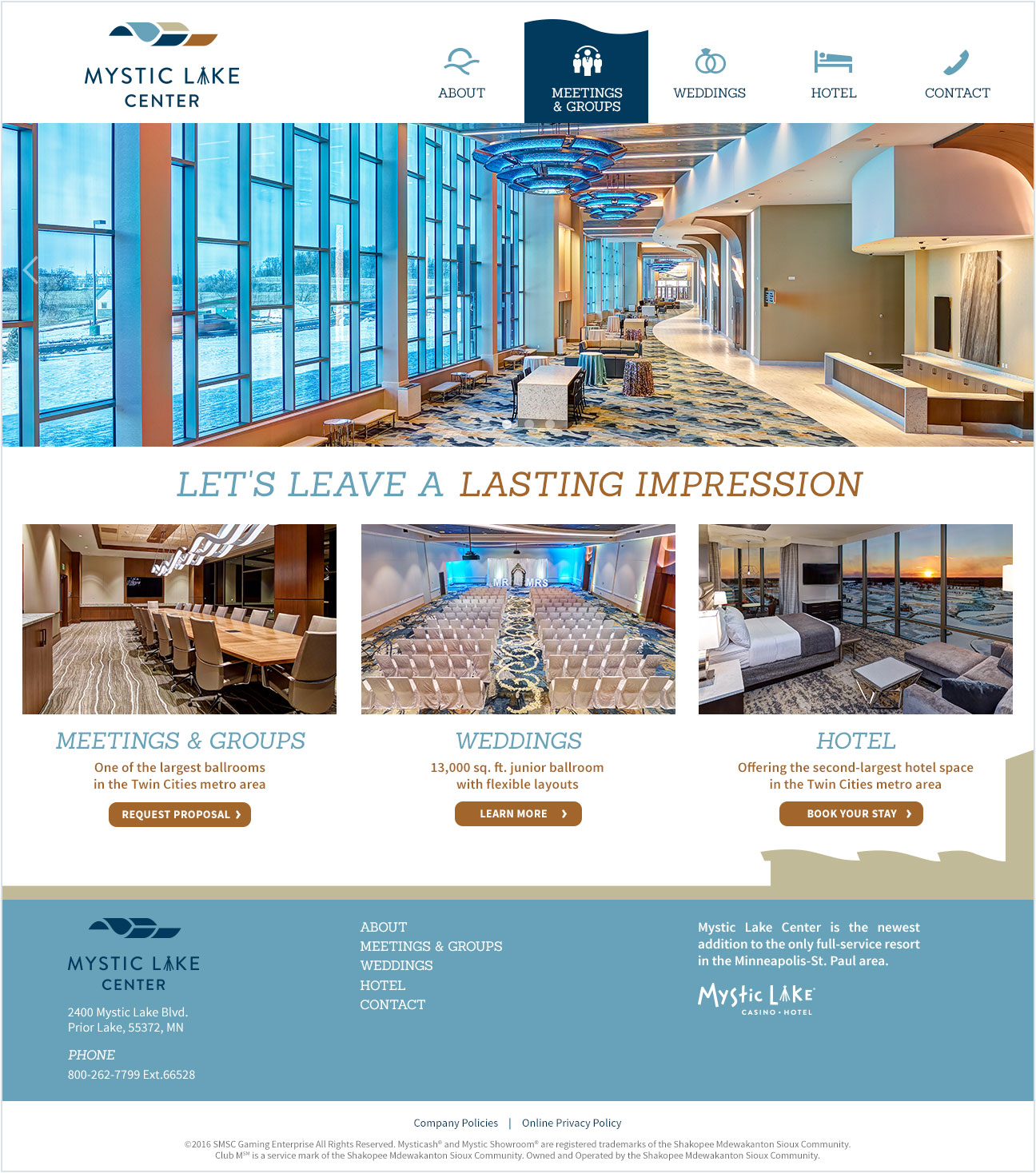 Mystic Lake Center Web Design